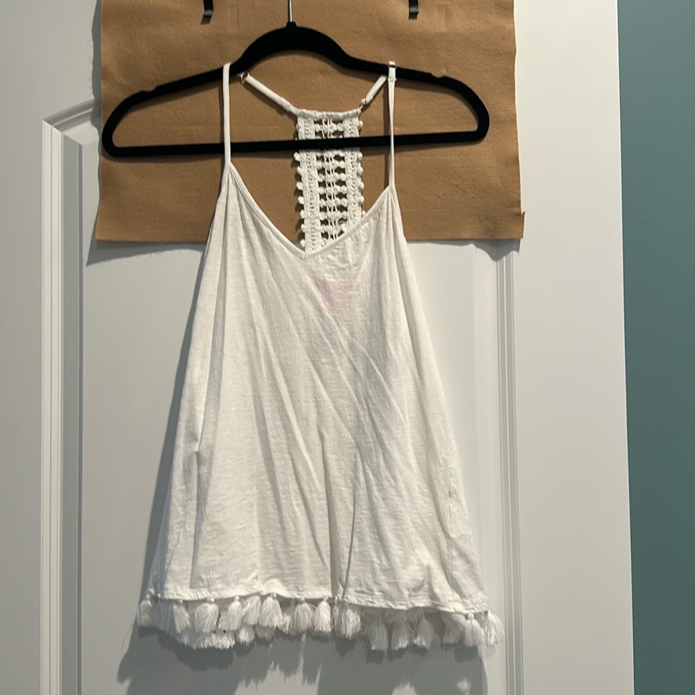 Lily Pulitzer Crochet Racerback Tank with Fringe Trim - XS